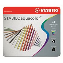 STABILO Aquacolor Aquarellable Colour Pencil: Assorted Metal Box 24's (Pack of 5)