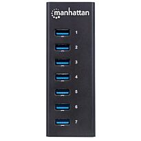 Manhattan 7-Port SuperSpeed USB 3.0 Hub - Seven Type-A USB 3.0 Gen 1 Ports Aluminum Housing AC / Bus-Powered