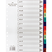 Treeline A4 PVC Index January to December Rainbow Pkt-10