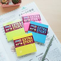 Stickn 76x76 Neon Extra Sticky Notes Assorted Sheets Pad Pkt-5