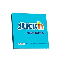 Stickn 76x76 Neon Notes Blue 100 Sheets Per Pad Pkt-12