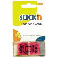 Stick'n  Pop Up Neon Printed Sign Here Flag  Pink