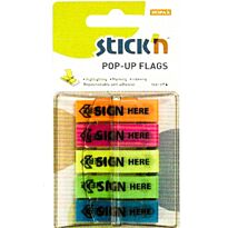 Stick'n  Pop Up Neon Printed Sign Here Flag Assorted