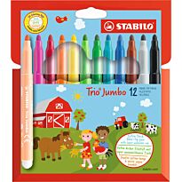 STABILO Trio Jumbo Fibre-tip Pen 12 Assorted Colours (Box-6)