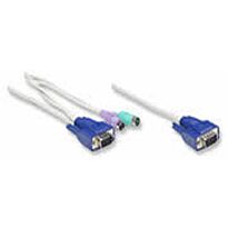 Intellinet KVM Cable for Rackmount Console KVM Switch, 2 x PS/2 + 1 HD15 Connector 6,ft (1.8m), Retail Box, 