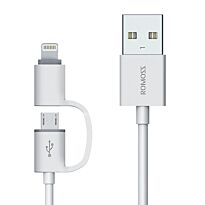 Romoss 2in1 USB-A to Lightning|Micro USB 1m Cable White