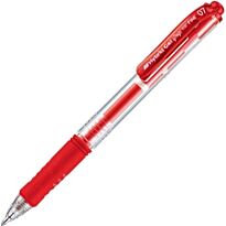 Pentel K157 Hybrid Gel Retractable 0.7mm Roller Pen Crystal Body Red Box-12