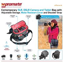 Promate Xplore-S Contemporary DSLR Camera Bag with adjustable storage water resistant cover and shoulder strap