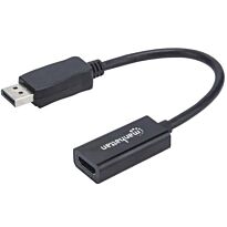 Manhattan Passive DisplayPort to HDMI Adapter - DisplayPort Male to HDMI Female, Cable Adapter, 1080p, Black, Retail Box, No Warranty