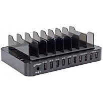 Manhattan 10-Port USB Charging Station - 76 W, 12 A USB Charging Dock with QC 2.0, Eight-bay Stand, Retail Box, Limited Lifetime Warranty