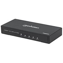 Manhattan 4K 4-Port HDMI Splitter - 4K @60Hz, AC Powered, Black, Retail Box, Limited Lifetime Warranty