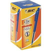 Bic Clic Blue Medium Ballpoint Pens with Retractable Side Push Button-Medium 1.0 mm point-Sold as a Box of 60, Retail Packaging, No Warranty