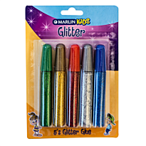 Marlin Kids Glitter Glue 10ml 5's - Blue, Green, Red, Gold & Silver blister card, Retail Packaging, No Warranty