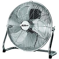 Alva Air 40cm Metal Floor Fan Chrome Silver - High Velocity Air Flow, Equipped With 3 Aluminium Blades And A Radial Grill