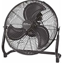 Alva Air 40cm Metal Floor Fan Matte Black - High Velocity Air Flow, Equipped With 3 Aluminium Blades And A Radial Grill