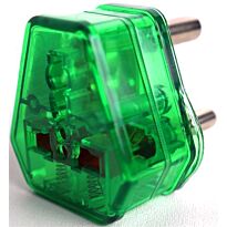 Noble UK 3 Pin Female Connector 13A To South African 3 Pin Male 15A Adaptor-Converts UK Male Type-G Connector to South African 3 Pin Female Power Outlet, Colour Green, Sold As A Single Unit, 3 Months Warranty