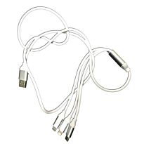 Geeko 3 In 1 Charging And Data Cable With Lightning, Micro USB And Type C-USB 2.0 Port Data Sync And File Transfer. 2.1A Current Rating For Charging, Colour: White/Silver, Retail Box, No Warranty