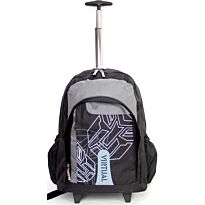 Macaroni Cartella Universal Student Backpack with Trolley Lightweight ,Padded Back and shoulder straps ,Triple Main Plus One Side zippered compartments ,Top Grip Handle,Waterproof-Two Tone Black and Grey, Retail Box, 1 year Limited Warranty 