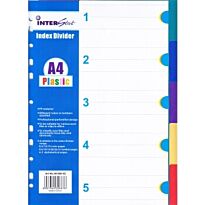 Brainware Interstat PVC A4 Colour Index Numeric 1 to 5 Tab Dividers Retail Packaging, No Warranty