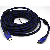 UniQue Braided HDMI 19 Pin to HDMI 19 Pin Cable 10 Metres -High Definition Cable Ver 1.4 To Ensure High Uncompressed Definition For Electronic Display Devices Such As Plasma TV, LCD And Projectors Etc., Colour Blue, Retail Box, No Warranty 