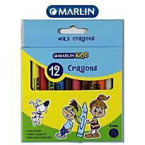 Marlin Kids Wax Crayons 8mm ( Pack of 12 ), Retail Packaging, No Warranty