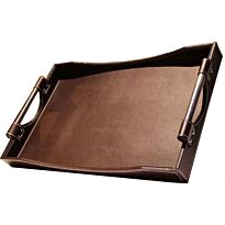 Totally Large Faux Leather Serving Tray Brown Embodies a Fine Tradition of Style and Class