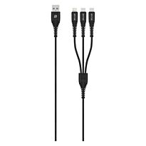 Bounce Cord Series 3 in 1 Charge Cable Black