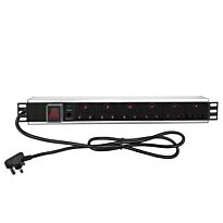 6 Way Aluminium Rack Mount PDU with Moulded Cable
