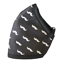 Clinic Gear Anti-Microbial Printed Mask Mens Moustache - Black