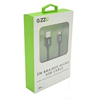 GIZZU Micro 2m USB Braided Cable Black