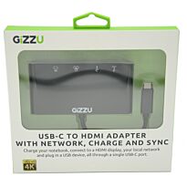 GIZZU USB-C to USB3.0 | Ethernet | HDMI | USB-C Data and Charging Adapter