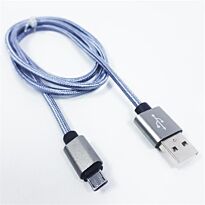 Geeko Braided Micro USB Sync and Charge Cable for Mobile Phones 1m Silver