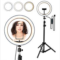 Geeko Multipurpose USB Powered Selfie LED Ring Light With Extendable Telescopic Tripod Stand-12 Inch Or 30cm Light Source