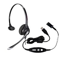 Calltel HW351N Mono-Ear Noise-Cancelling Headset - Quick Disconnect Connector + Calltel Quick Disconnect - USB Sound Card Adapter Cable