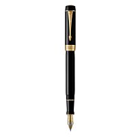 PARKER Duofold Black Gold Trim Fountain Pen - Medium Nib - Black Ink