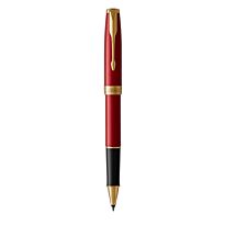 PARKER Sonnet Red Gold Trim Rollerball Pen - Fine Nib - Black Ink