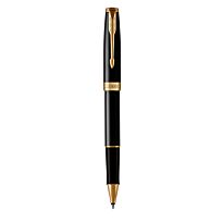 PARKER Sonnet Black Gold Trim Rollerball Pen - Fine Nib - Black Ink