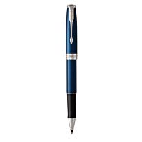 PARKER Sonnet Blue Chrome Trim Rollerball Pen - Fine Nib - Black Ink