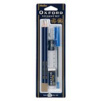 HELIX Oxford Student Stationery Combo Set 2x Pencils/Sharpener/Eraser/15cm Ruler/Ball Pen (Blue) (Box-10)