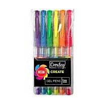CROXLEY CREATE NEON Gel Pens Wallet of 6 Assorted Colours (Box-12)