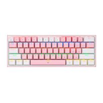 REDRAGON FIZZ Rainbow LED 61 KEY Mechanical Wired Gaming Keyboard - Pink/White
