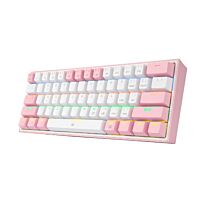 REDRAGON FIZZ Rainbow LED 61 KEY Mechanical Wired Gaming Keyboard - White/Pink