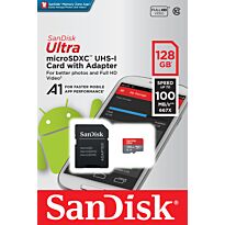 Sandisk Ultra Android MicroSDCX 128GB + SD Adapter 100MB/s A1 Class 10 Uhs-I