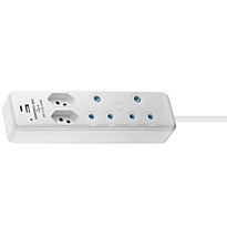 SWITCHED 4 Way Extension Lead with 1x Type C + 1x USB 2M