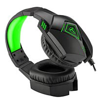 T-Dagger Rocky Green Lighting|210cm Cable|USB|Omni-Directional Luminous Snub Mic|40mm Bass Driver|Stereo Gaming Headset - Black/Green
