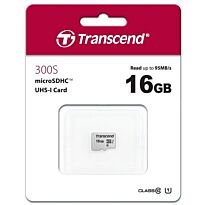 Transcend - 300S 16GB MicroSDXC UHS-I Class 10 Memory Card - Silver (without Adapter)