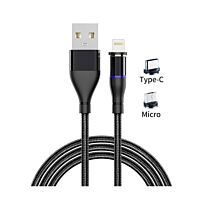 Magnetic Charging Cable 3 in 1 Black