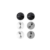 Volkano Bind Series 6 Piece Adhesive Cable Clip 2 x Black 2 x Grey 2 X White