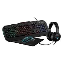 VX Gaming Heracles Series 4-in-1 Gaming Set with Wired Metal-Finished Gaming Keyboard