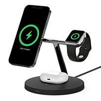 BELKIN BOOSTCHARGE PRO 3-in-1 15W Wireless Charger with MagSafe for Apple iPhone 14/13/12 Apple Watch and AirPods - Black
